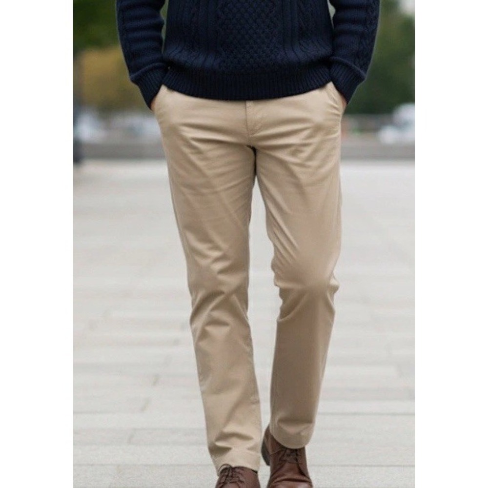 Lands End Mens 38x27.5 Beige Classic Clothing Traditional Fit Chino Pants Preppy